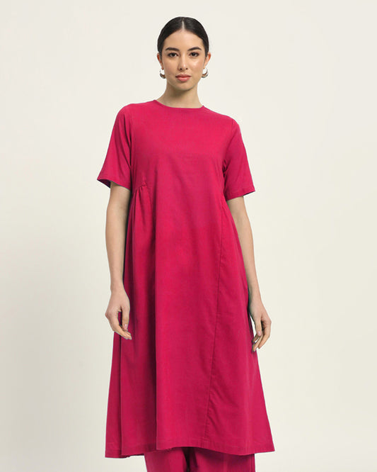 Queen's Gulabi Flare Elegance Kurta (Without Bottoms)