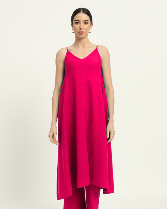 Queen's Gulabi Leisurely Affair Spaghetti Solid Kurta (Without Bottoms)