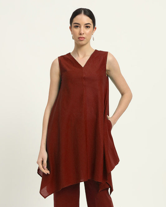 Russet Red Midsummer Dream Solid Kurta (Without Bottoms)