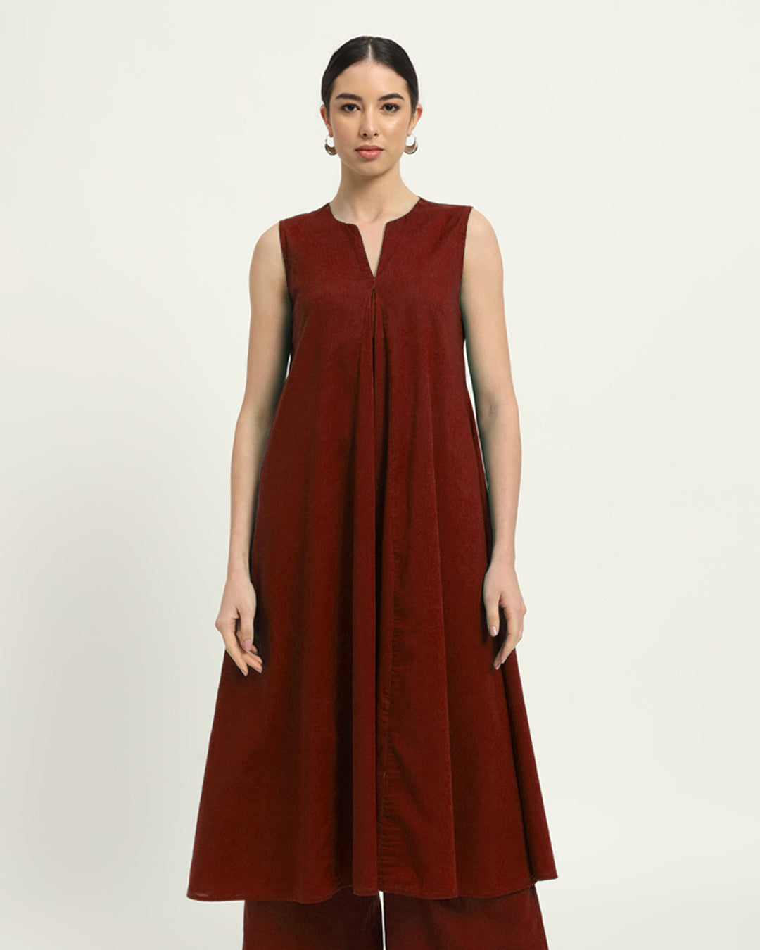 Russet Red Graceful Grove Kurta (Without Bottoms)