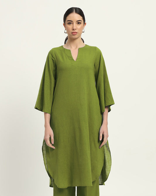 Sage Green Rounded Reverie Solid Kurta (Without Bottoms)