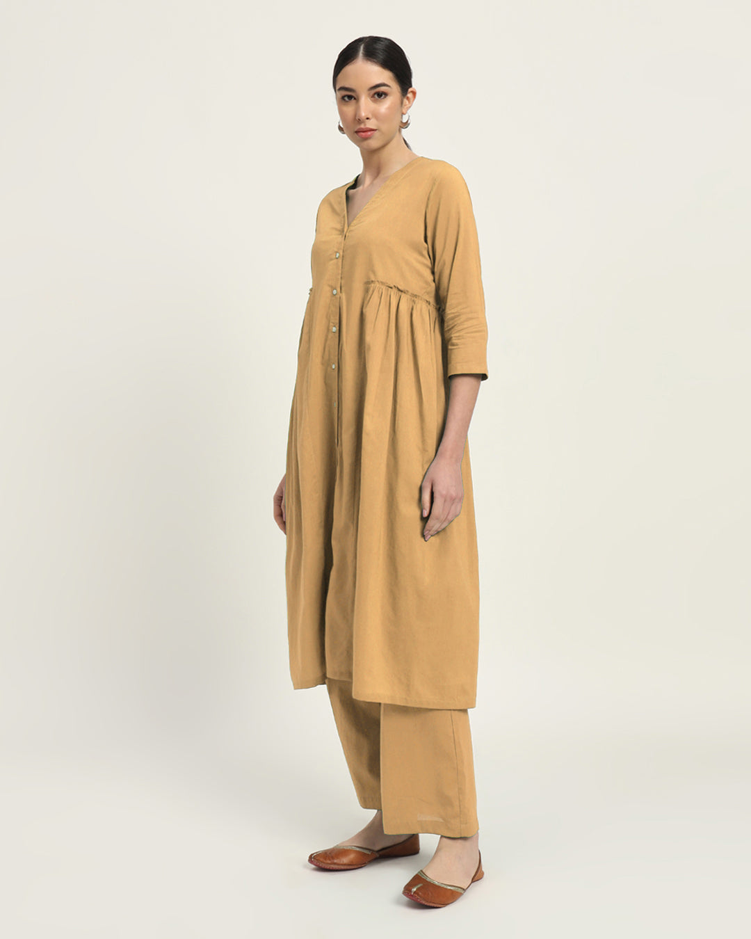 Combo: Beige & Aurora Purple Whimsy Affair Buttoned Solid Kurta