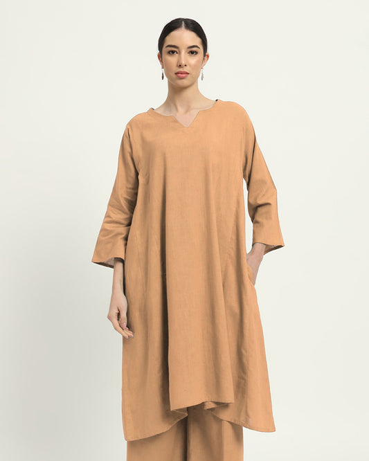 Beige Royal Resonance Kalidar Solid Kurta (Without Bottoms)