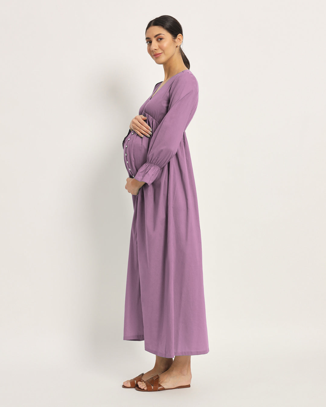 Combo: Iris Pink & Lilac Glowing Bellies Maternity & Nursing Dress- Set of 2