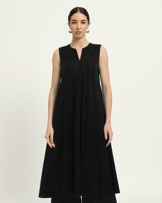 Classic Black Graceful Grove Kurta (Without Bottoms)