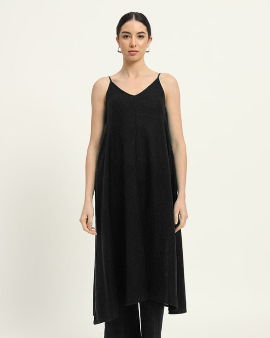 Black Leisurely Affair Spaghetti Solid Kurta (Without Bottoms)