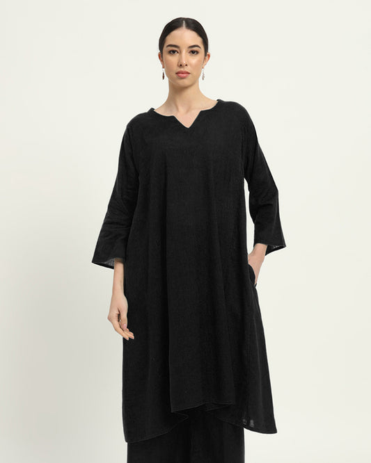 Black Royal Resonance Kalidar Solid Kurta (Without Bottoms)