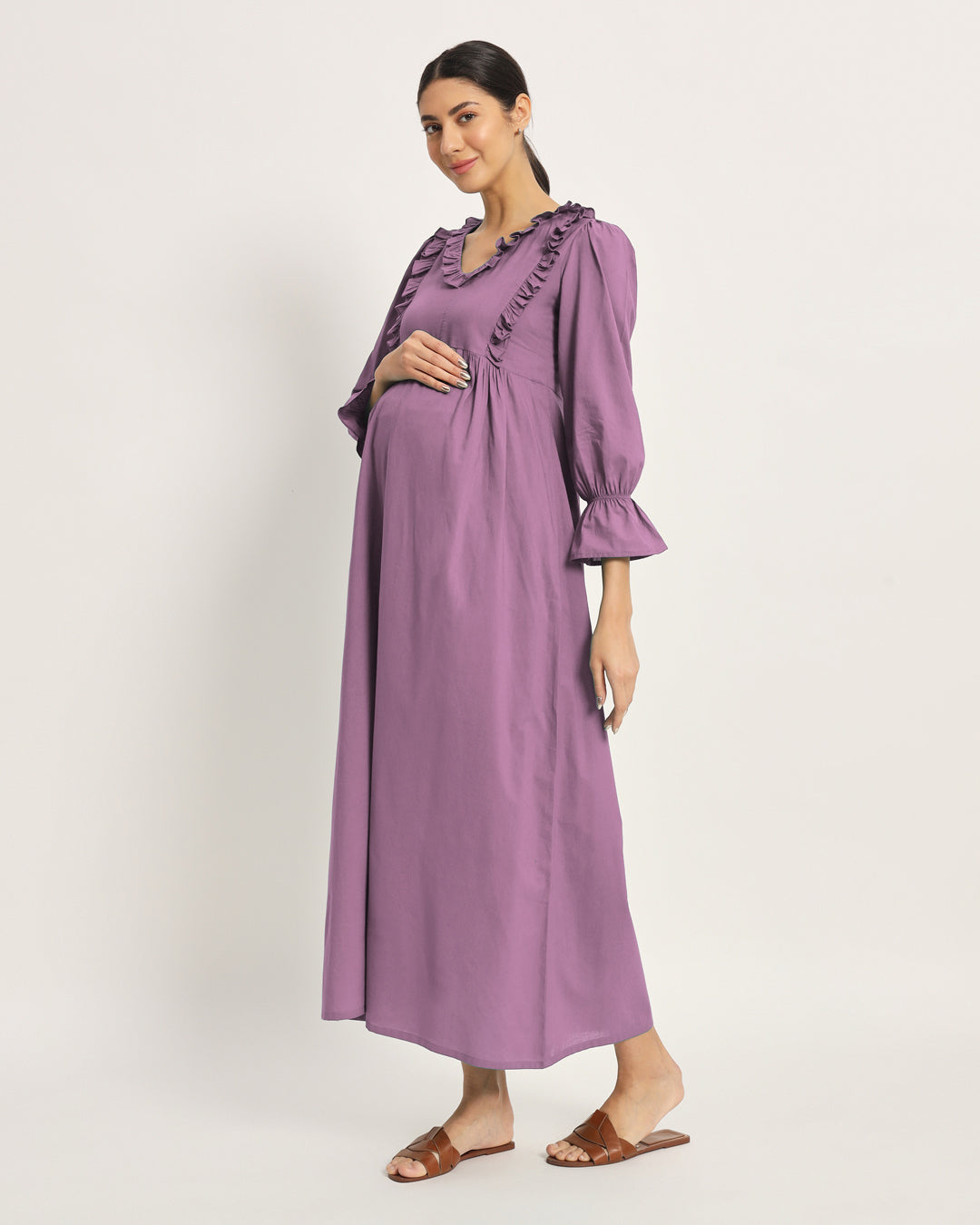Combo: Iris Pink & Sage Green Functional Flow Maternity & Nursing Dress - Set of 2