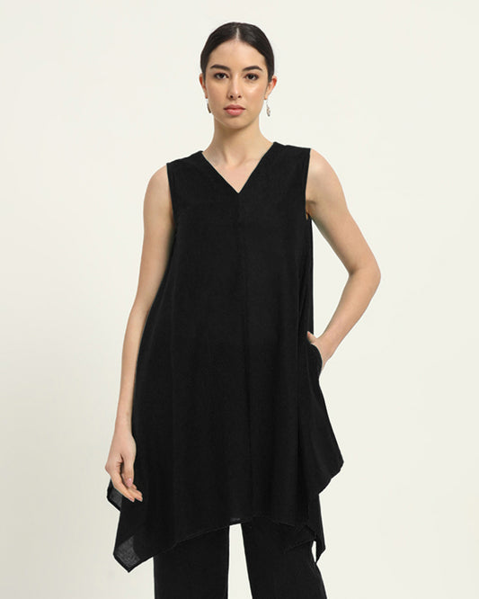 Black Midsummer Dream Solid Kurta (Without Bottoms)