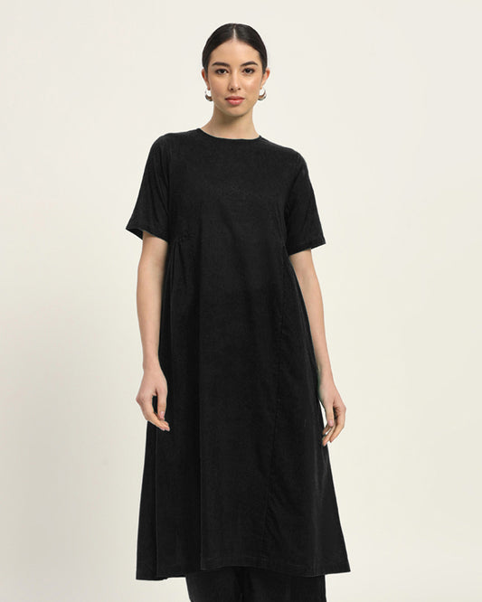 Classic Black Flare Elegance Kurta (Without Bottoms)