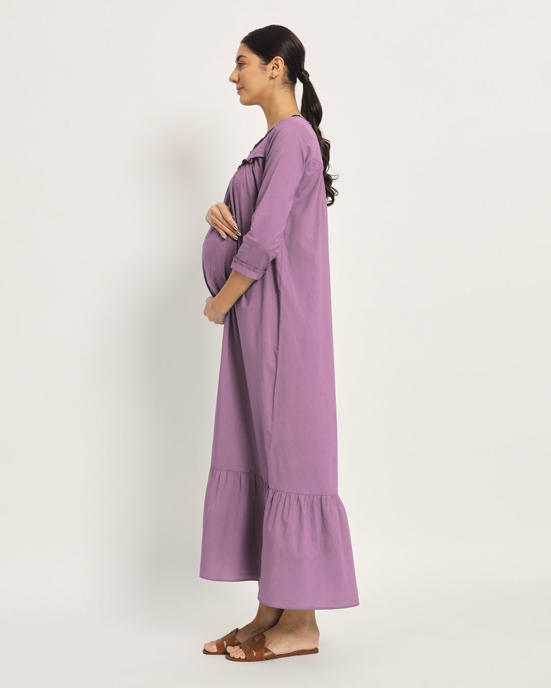 Combo: Black & Iris Pink Bella Mama Maternity & Nursing Dress-Set of 2