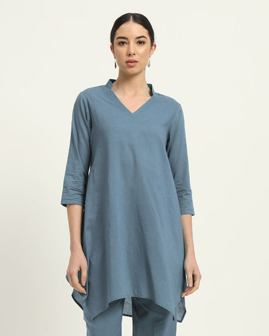 Blue Dawn Fresh Fusion Collar V Solid Kurta (Without Bottoms)