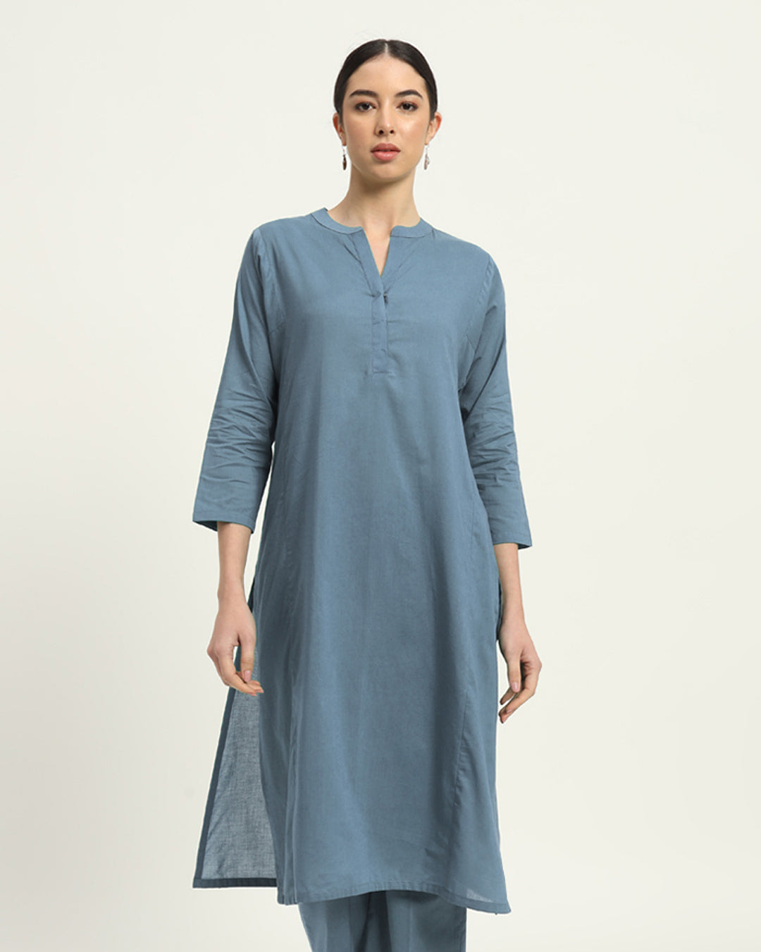 Blue Dawn Everyday Bliss Notch Neck Solid Kurta (Without Bottoms)