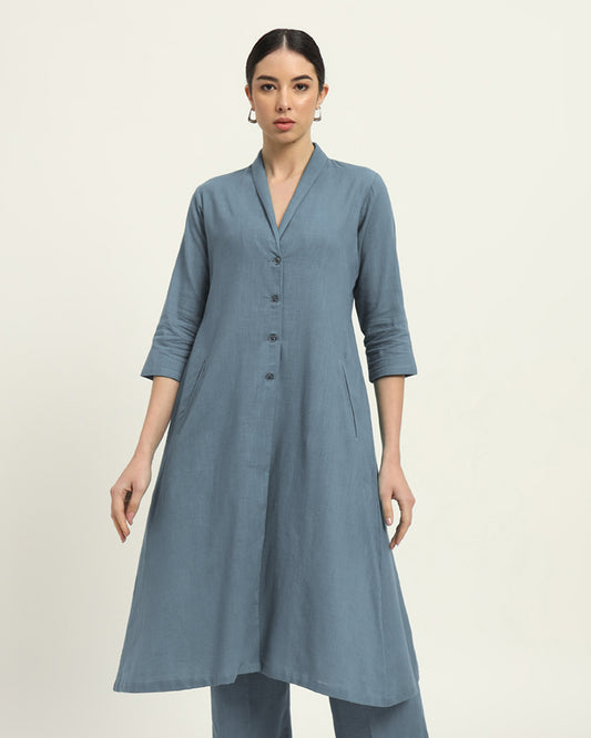 Blue Dawn Boho Harmony Flared Solid Kurta (Without Bottoms)