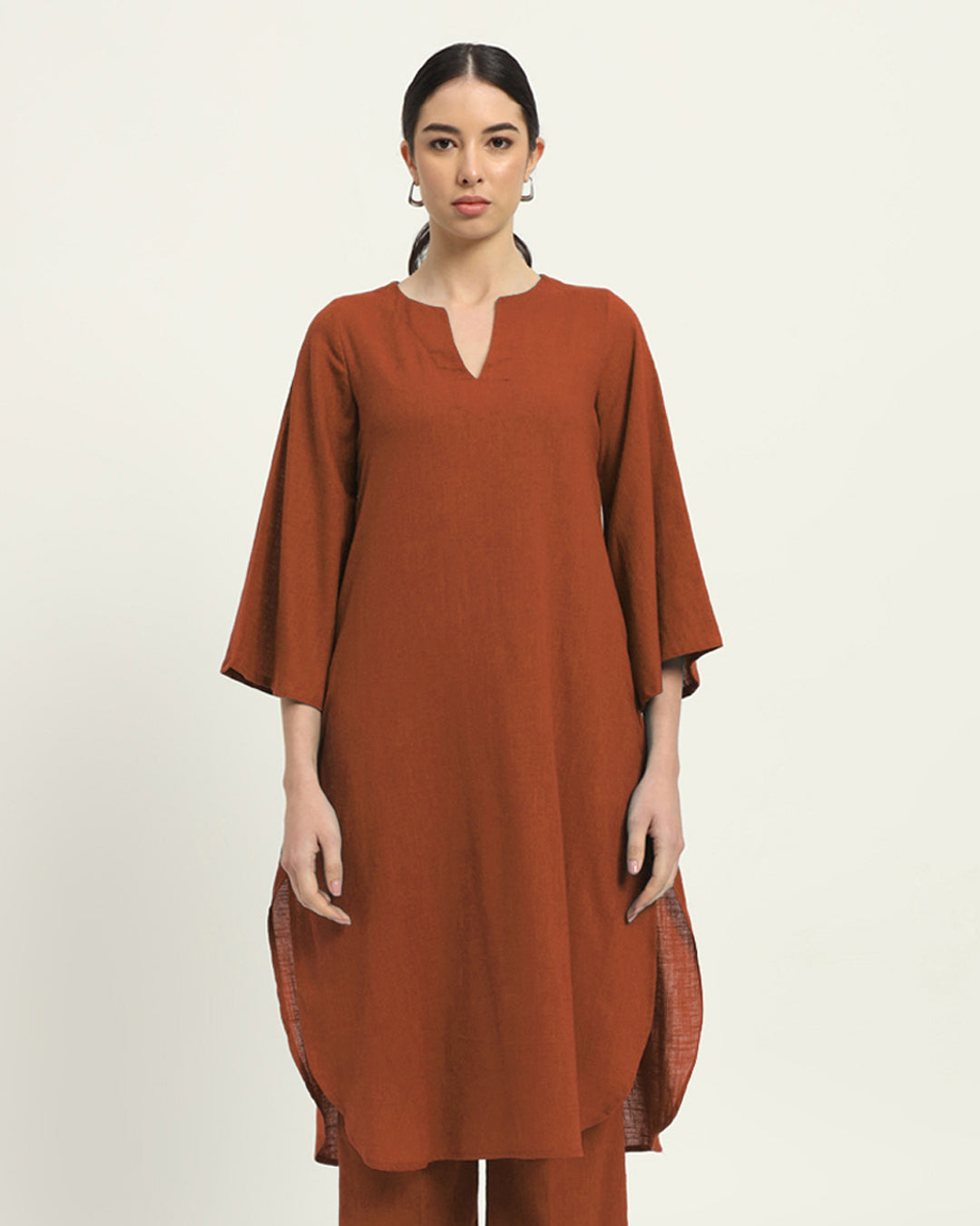 Blush Rounded Reverie Solid Kurta (Without Bottoms)