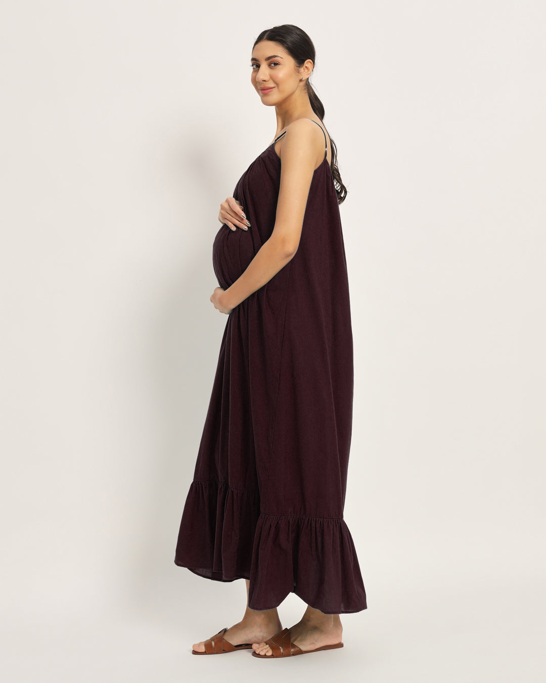 Combo: Plum Passion & Sage Green Belly Laugh Maternity & Nursing Dress - Set of 2