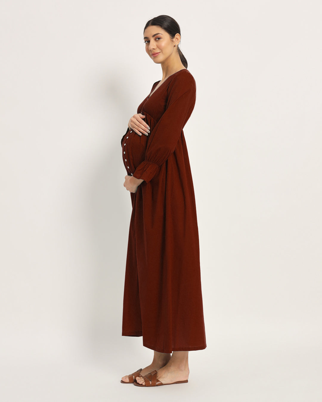 Combo: Black & Russet Red Glowing Bellies Maternity & Nursing Dress