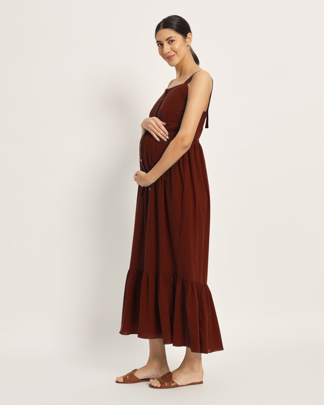 Combo: Black & Russet Red Mama Modish Maternity & Nursing Dress