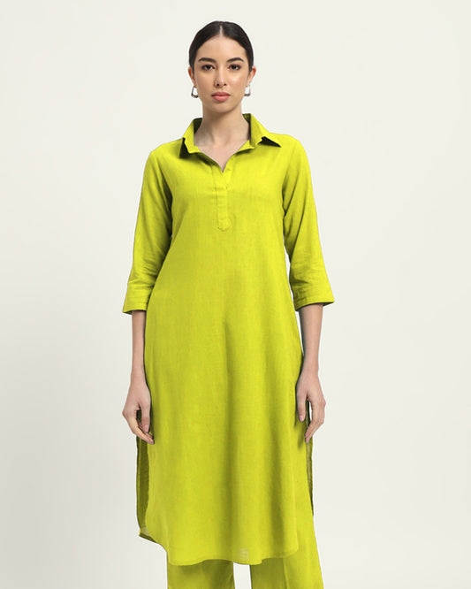 Lime Collar Comfort Solid Kurta (Without Bottoms)