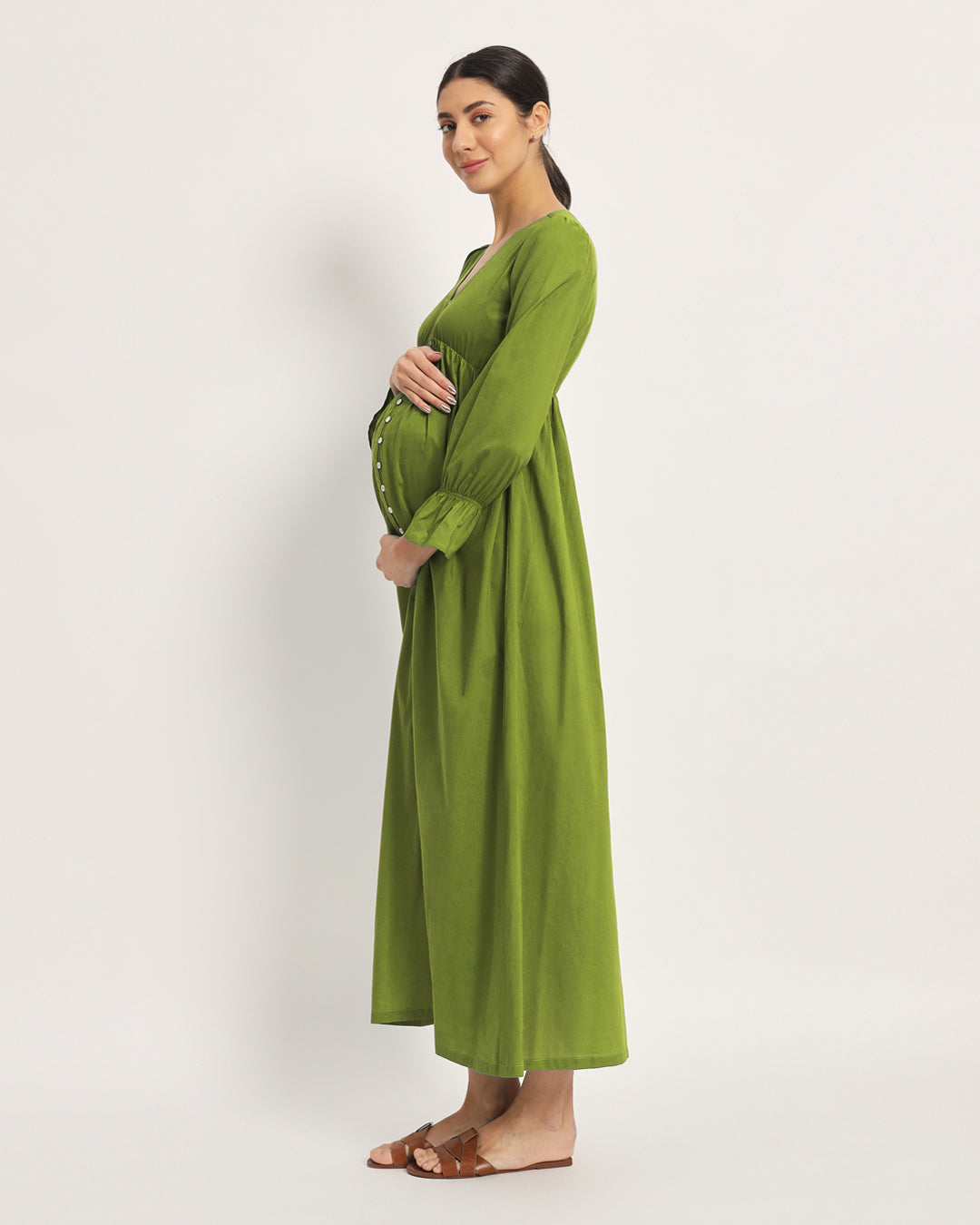 Combo: Black & Sage Green Glowing Bellies Maternity & Nursing Dress