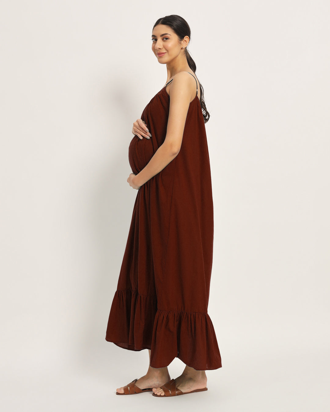 Combo: Black & Russet Red Belly Laugh Maternity & Nursing Dress - Set of 2