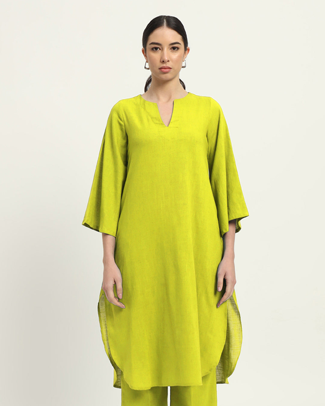 Burst of Lime Rounded Reverie Solid Kurta (Without Bottoms)