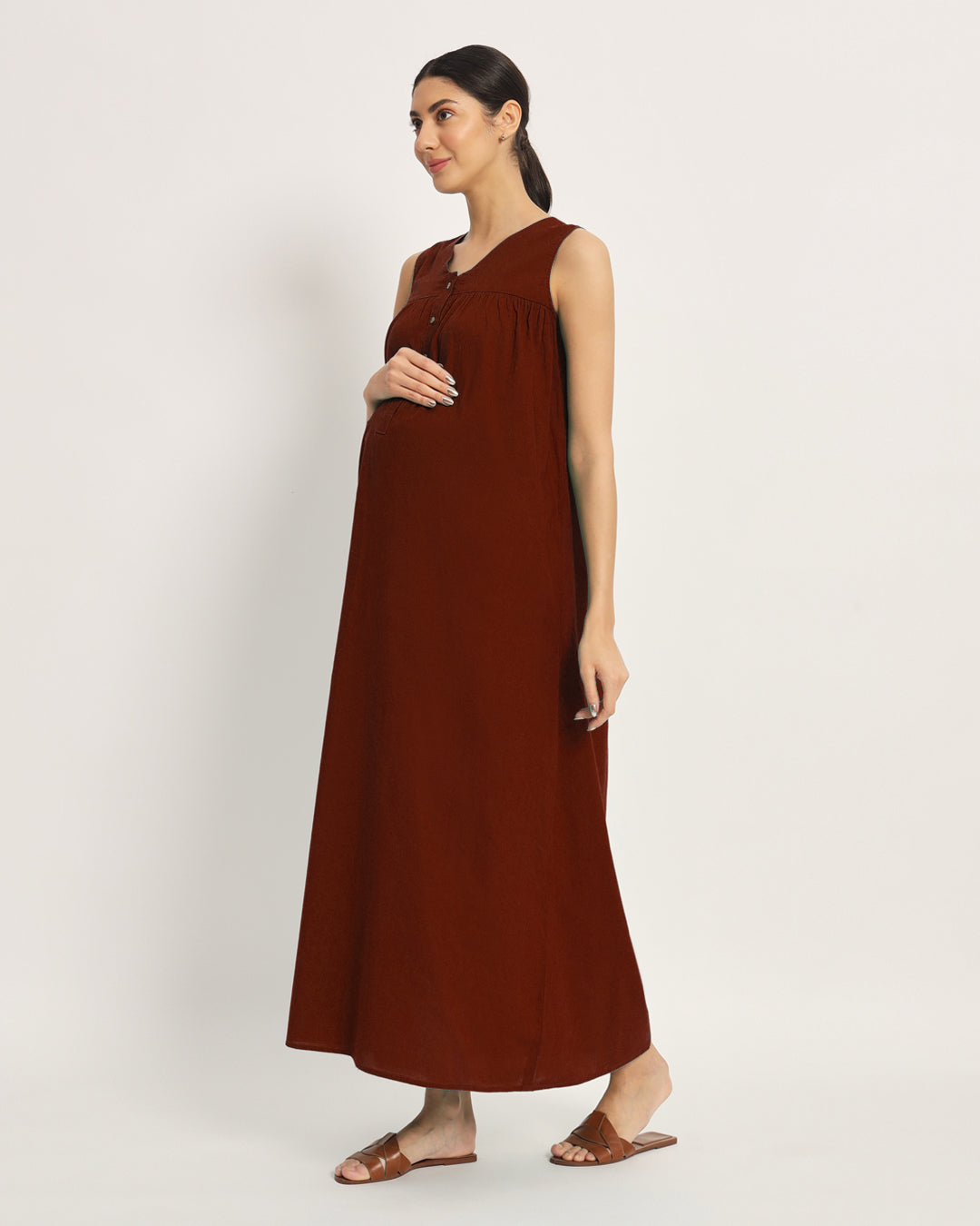 Combo: Russet Red & Wisteria Purple Mommylicious Maternity & Nursing Dress