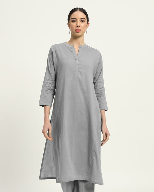 Iced Grey Everyday Bliss Notch Neck Solid Kurta (Without Bottoms)