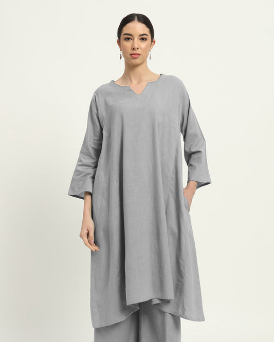 Iced Grey Royal Resonance Kalidar Solid Kurta (Without Bottoms)