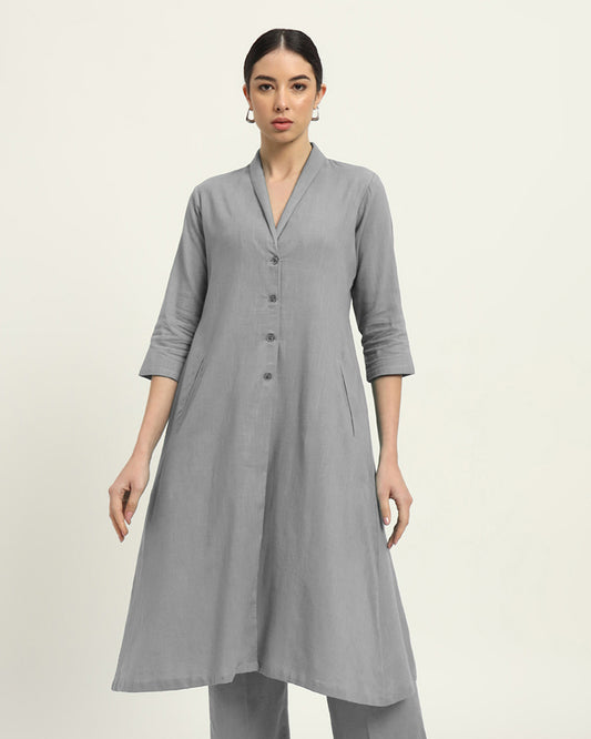 Iced Grey Boho Harmony Flared Solid Kurta (Without Bottoms)