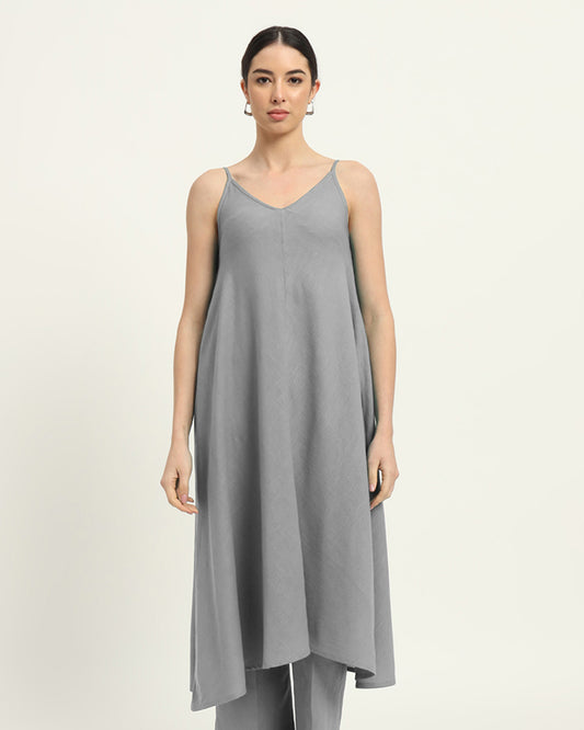 Iced Grey Leisurely Affair Spaghetti Solid Kurta (Without Bottoms)