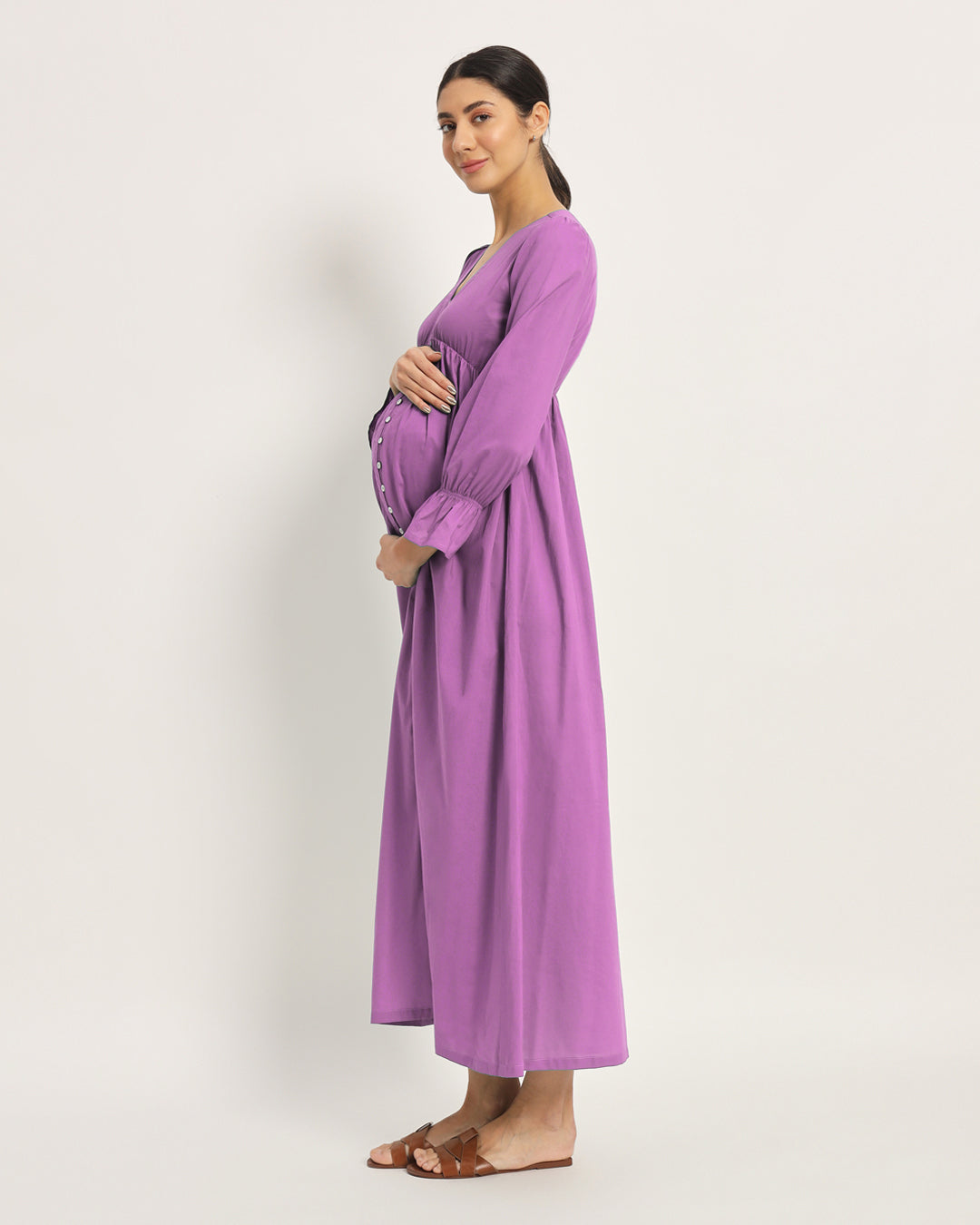 Combo: Lilac & Wisteria Purple Glowing Bellies Maternity & Nursing Dress- Set of 2