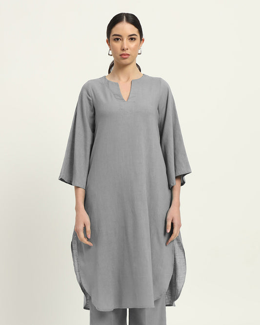 Iced Grey Rounded Reverie Solid Kurta (Without Bottoms)