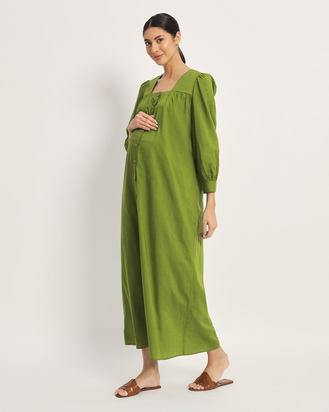 Combo: Iris Pink & Sage Green Belly Blossom Maternity & Nursing Dress-Set of 2