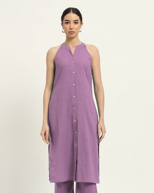 Iris Pink Mermaid Button Down Solid Kurta (Without Bottoms)