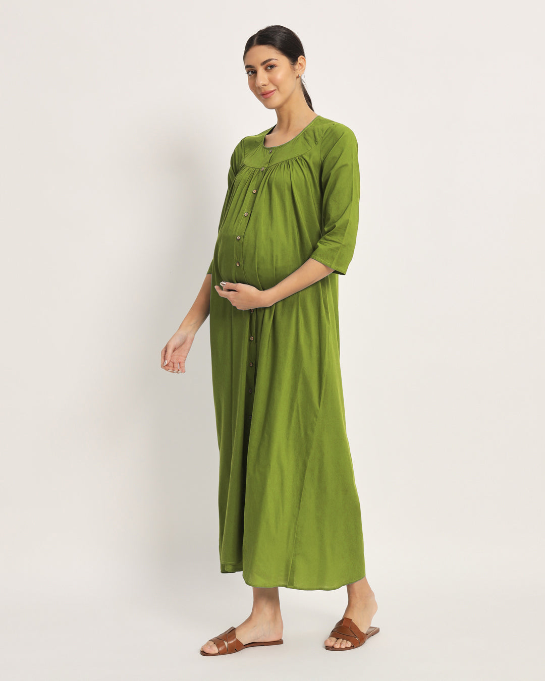 Combo: Iris Pink & Sage Green Mommy Glow Maternity & Nursing Dress
