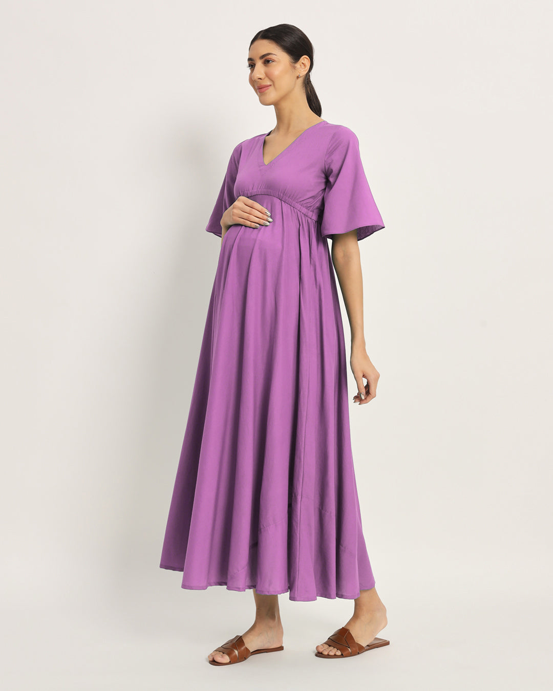 Combo: Black & Wisteria Purple Life Bloom Maternity & Nursing Dress