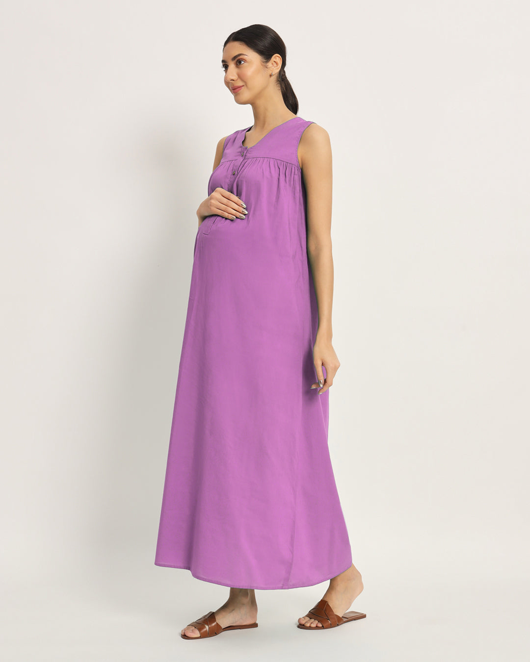 Combo: Sage Green & Wisteria Purple Mommylicious Maternity & Nursing Dress