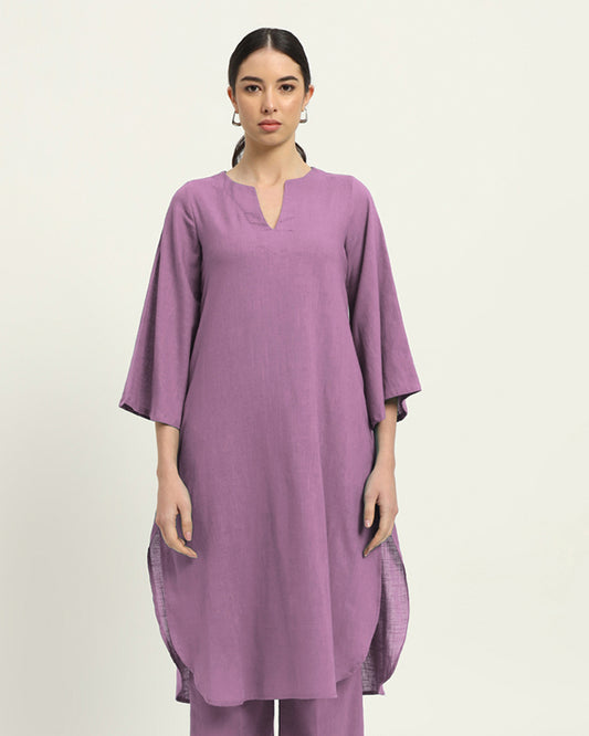 Iris Pink Rounded Reverie Solid Kurta (Without Bottoms)