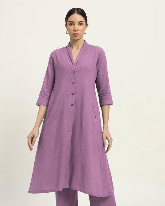 Iris Pink Boho Harmony Flared Solid Kurta (Without Bottoms)