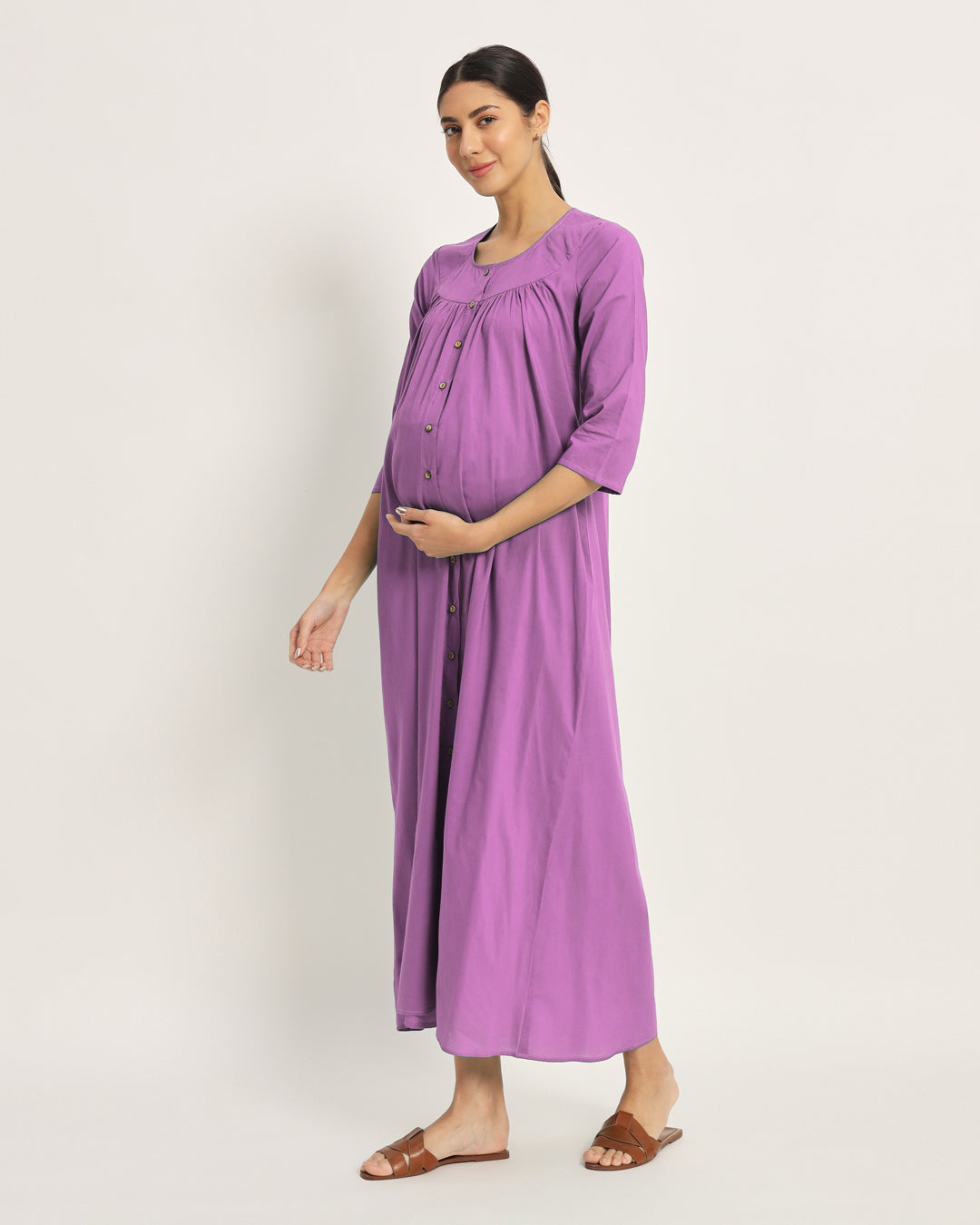 Combo: Black & Wisteria Purple Mommy Glow Maternity & Nursing Dress