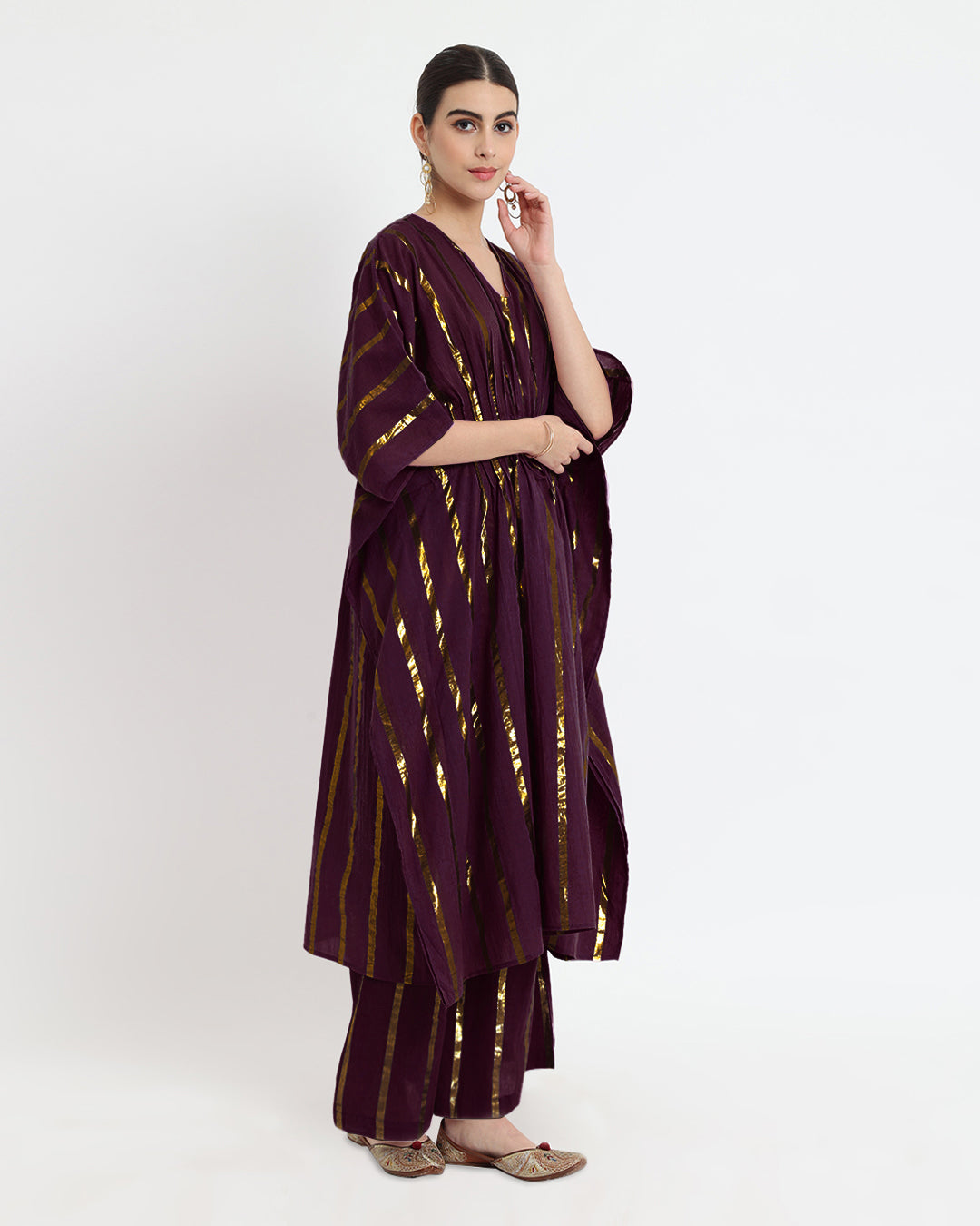 Plum Passion Pintuck Kaftan Glisten Gala Co-ord Set