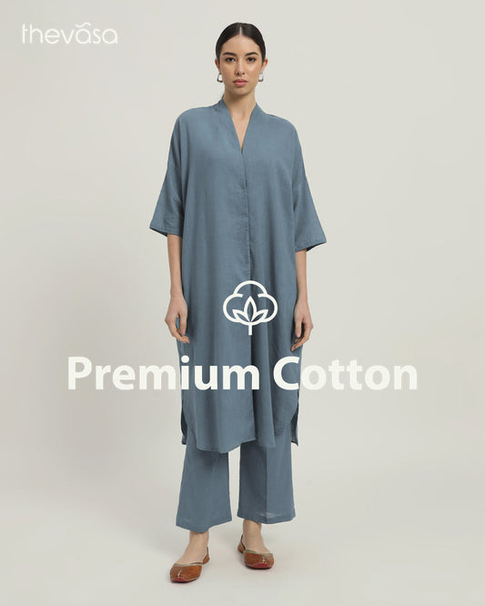 Blue Dawn Serene Sojourn V Neck Solid Co-ord Set