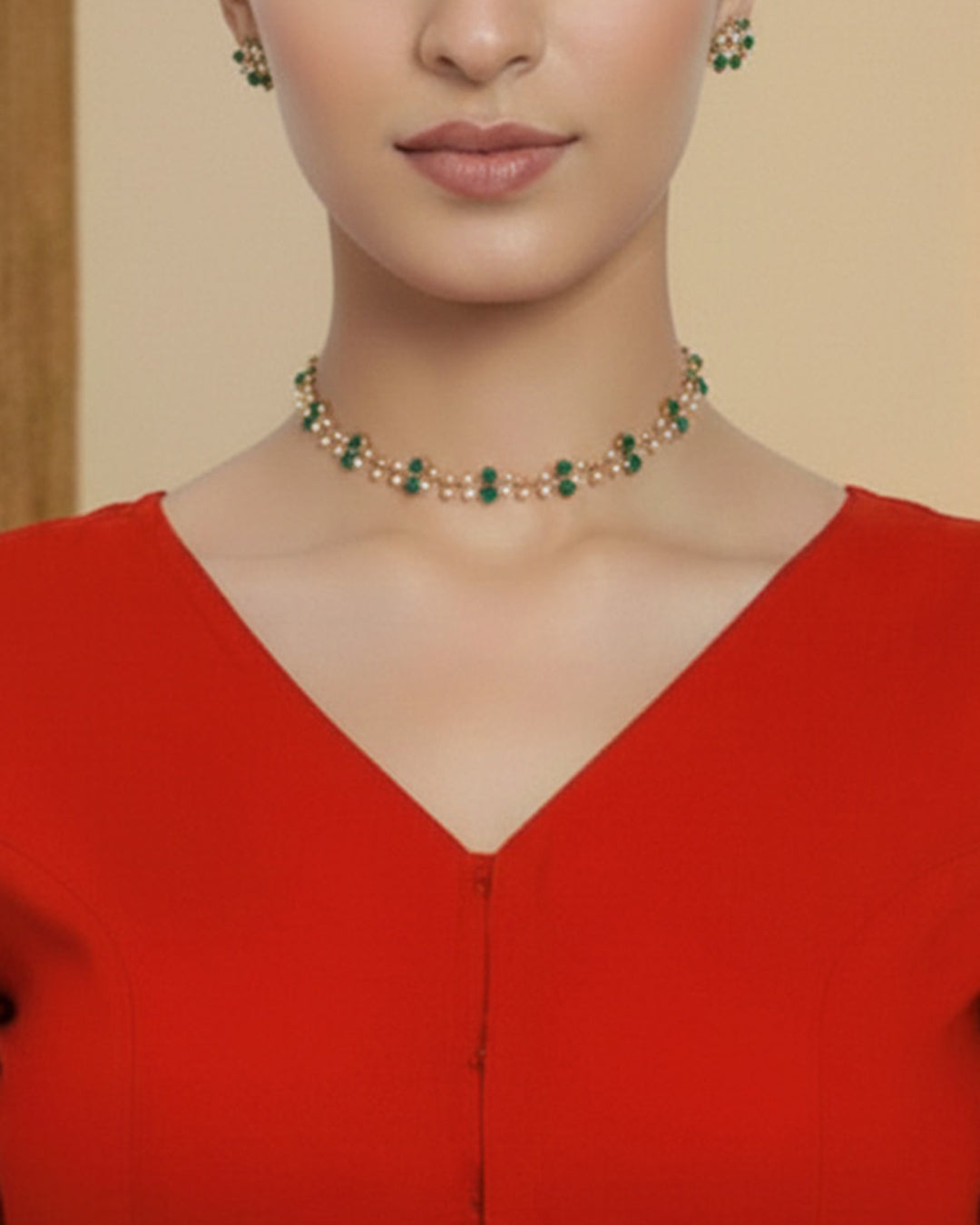 Red Rayon Opulent V Grace Blouse