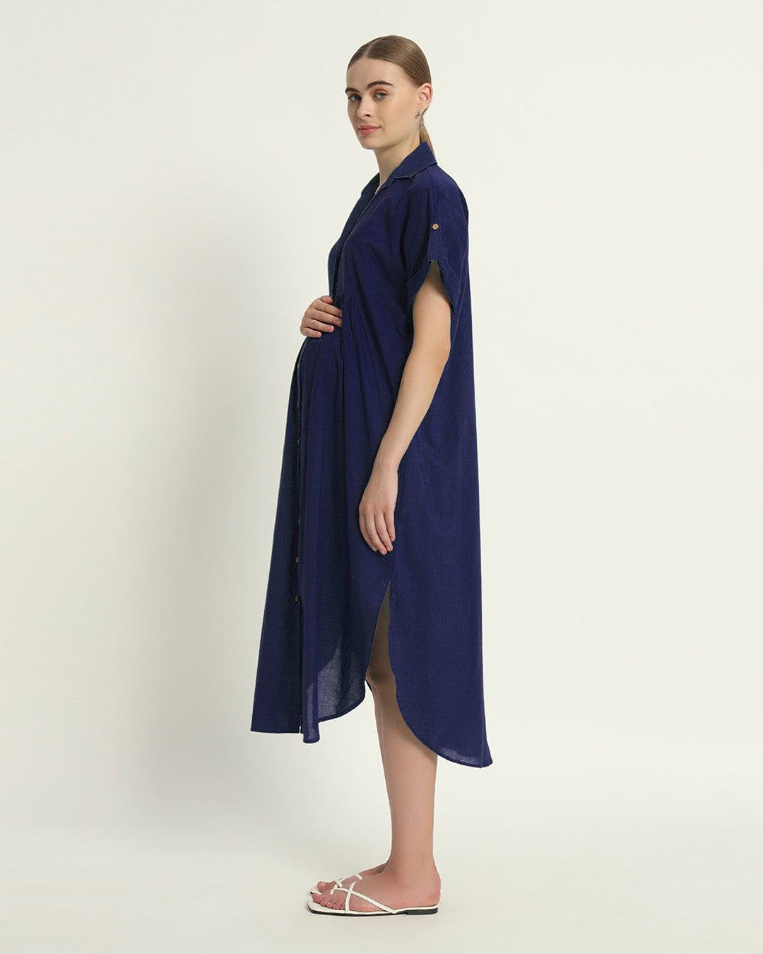 Midnight Blue Sweet Embrace Maternity & Nursing Dress