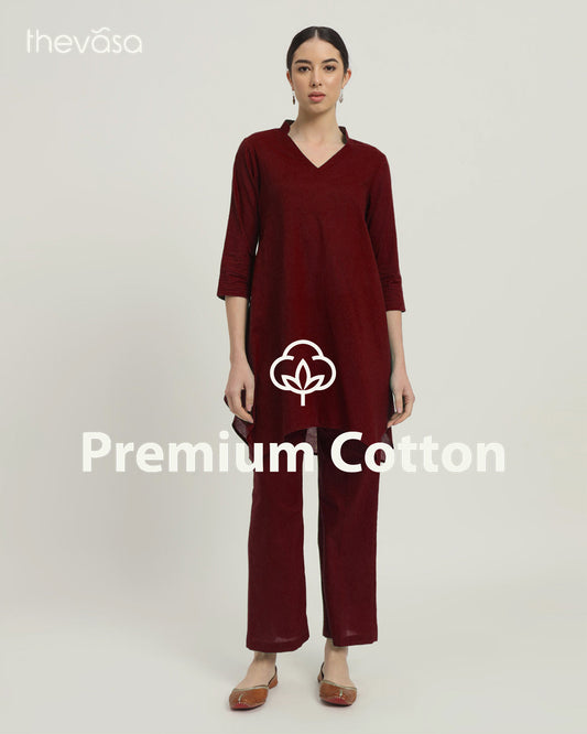 Russet Red Fresh Fusion Collar V Solid Co-ord Set