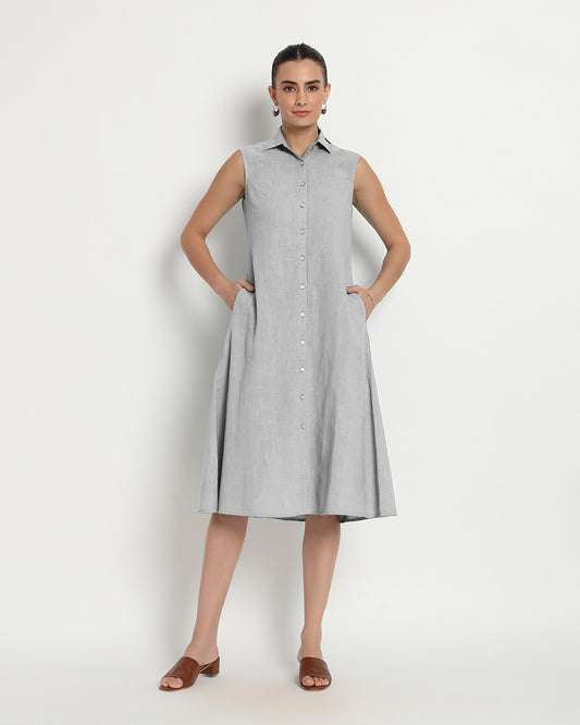 Iced Grey Artful A-Line Dress