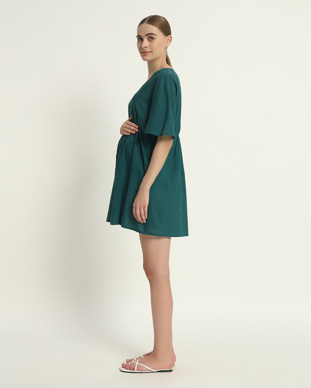 Deep Teal Baby Bundle Maternity & Nursing Dress