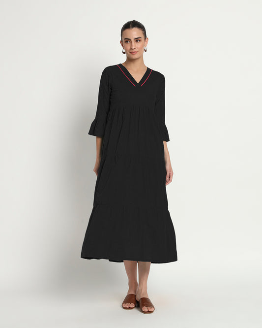 Classic Black Flounce & Flow Maxi Dress