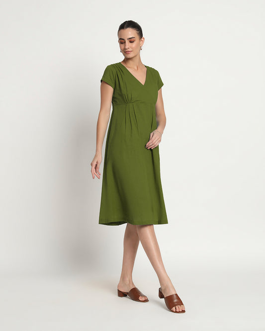 Greening Spring Voguish Verve V Neck Dress